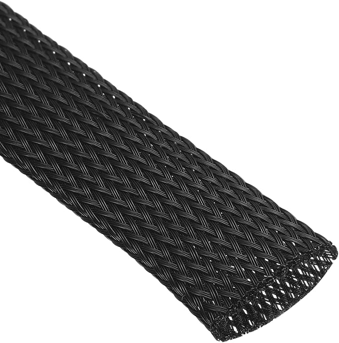 uxcell Expandable Sleeving,1 3/16-inch 25ft Cable Sleeve, Black