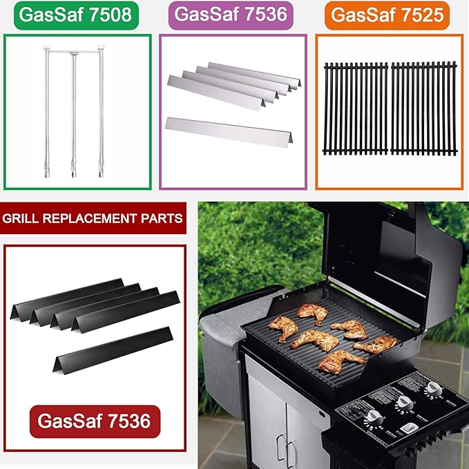 GasSaf 22.5 Flavorizer Bars 7536 for Weber Spirit 300 Side 3-Burner Grills, Spirit E/S-310, Spirit E/S-320, Spirit 700, Weber 900, Genesis Silver/Gold B C, Porcelain Grill Bars for Weber 7537 65903