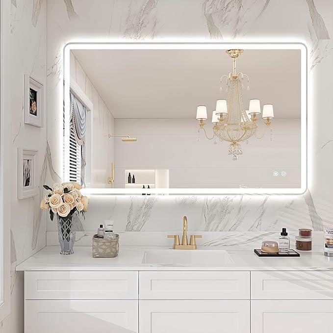 Niccy 24"x36" LED Bathroom Mirror, Rectangle Vanity Mirrors with Lights, Frontlit & Backlit Lighted Vanity Mirror, Memory Funtion, 3 Colors & Stepless Dimmable, Anti-Fog, Horizontal/Vertical