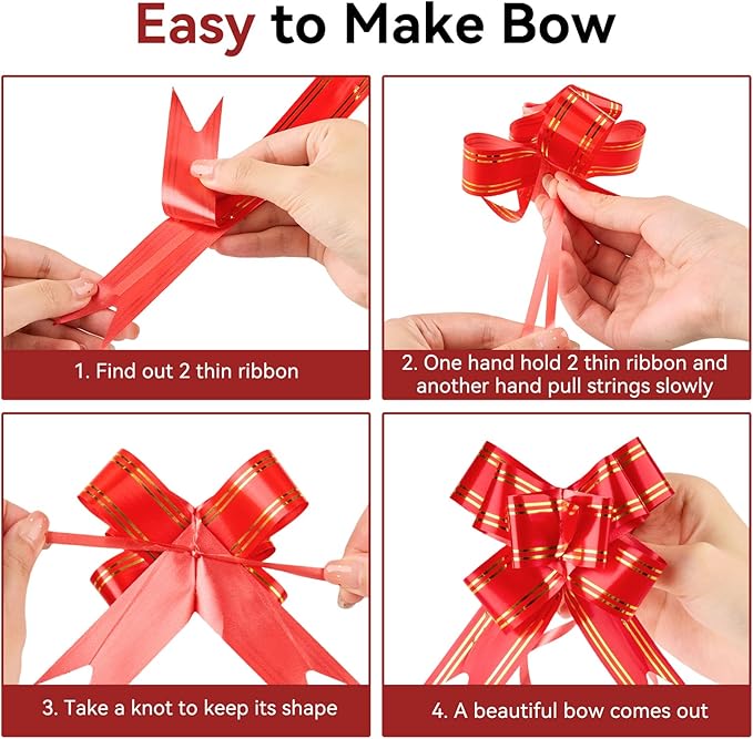 Ohuimrt 50Pcs Cellophane Bags 3 Sizes Cellophane Wrap for Gift Baskets 24x30 16x24 12x18 Large Clear Plastic Packaging Bags with 50 Pull Bows for Christmas Gift Wrapping