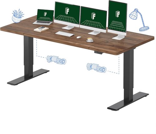 FLEXISPOT Electric Standing Desk - 79"x32" Dual Motor, Black Walnut Finish | 198 LBS Capacity for Home Office & Creative Use