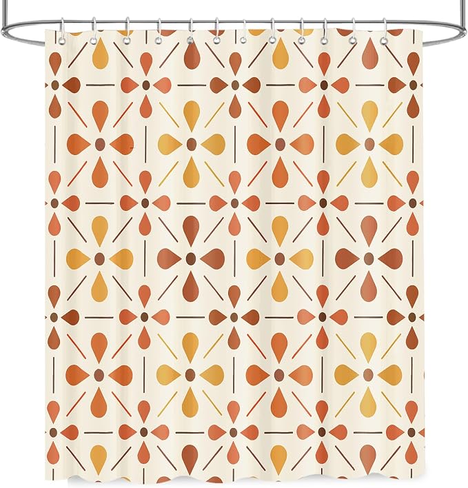 APROPHIC Mid Century Shower Curtains for Bathroom, Vintage Geometric Bathroom Decor Set, Washable Kitchen Retro Decorations Waterproof Polyester Fabric Shower Curtain with Hooks, 72x72 Inch