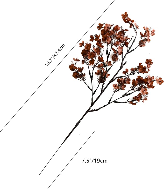 Mandy's Brown Artificial Baby’s Breath European Flowers 6 Bundles Silk Gypsophila with Bendable Stems for Fall Thanksgiving & Christmas Centerpiece Wedding Decor and Table Arrangements