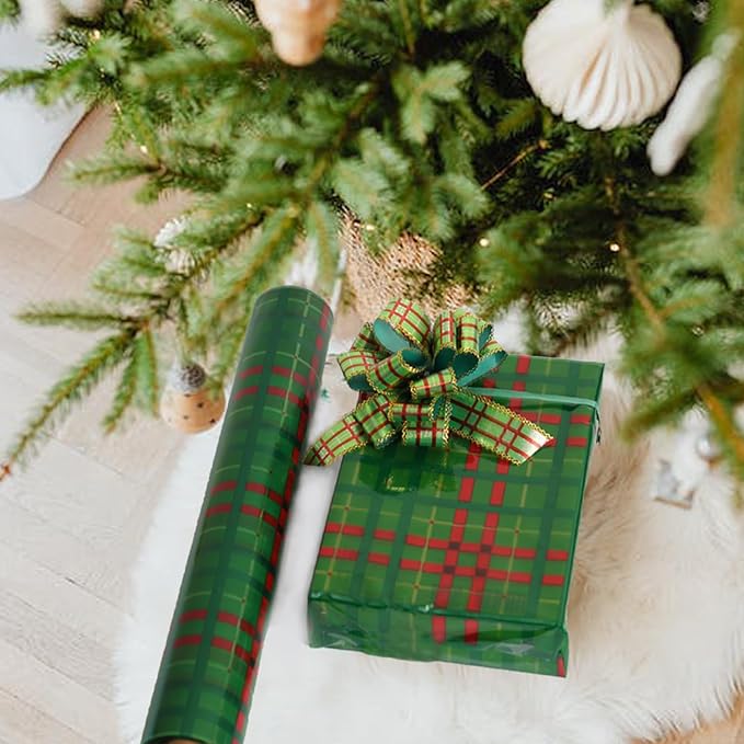 CMFYHM Christmas Cellophane Wrap Roll (34" x 100’Ft) 3 Mil Thicken Long Film Gift Wrappings for Baskets, Box,Wine, Christmas Decor
