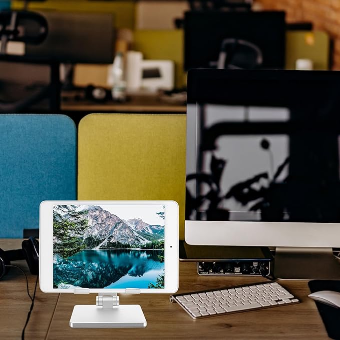 VERDANVERSE Adjustable Foldable Tablet Stand Holder for Desk Metal Tablet Bracket Compatible with Ipad and Laptop Multi-Angle Holder Organizer for Home and Office Use