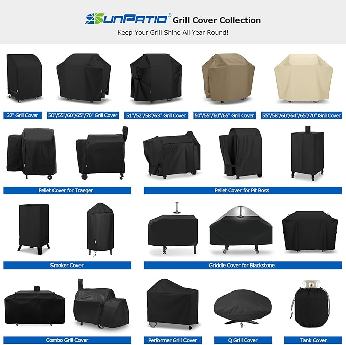 SunPatio Grill Cover for Traeger 22 Series, Heavy Duty Waterproof Wood Pellet Smoker Cover, UV Resistant Full Length BBQ Protector, Compatible with Lil' Tex Grill and More, All Weather Protection