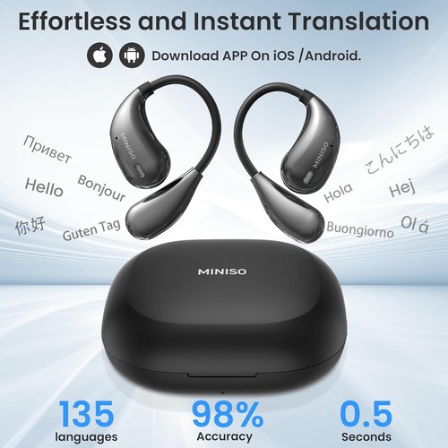 MINISO X33 AI Translation Earbuds - Real-Time Wireless Bluetooth Headphones | 135 Language Translator for Travel & Learning