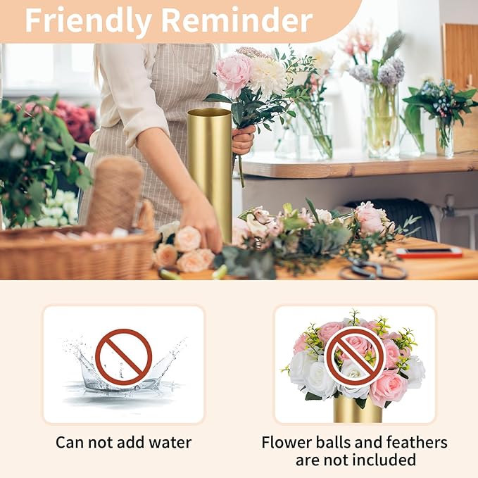 NUPTIO Gold Vases for Centerpieces Wedding: 6 Pcs 5.1 inch Tall Metal Flower Vase Flowers Stand Wedding Centerpieces for Tables Centerpiece Table Decorations