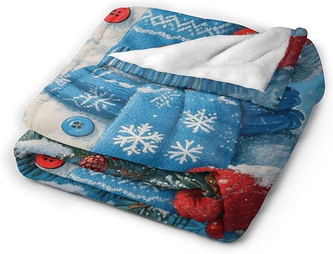 Snowman Blanket Christmas Throw Blanket Winter Snow Soft Cozy Fleece Fuzzy Stuffed Plush Flannel Gifts for Girls Women Boys Kids Adults 40''x50''