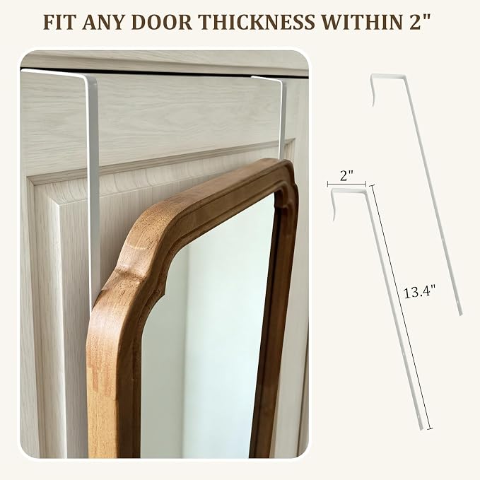 WallBeyond 48" x 14" Full Length Door Mirror with Rustic Rounded Corner Wood Frame, Over the Door Hanging Mirror for Bedroom, Closet, Dressing Area and Entryway, Natural