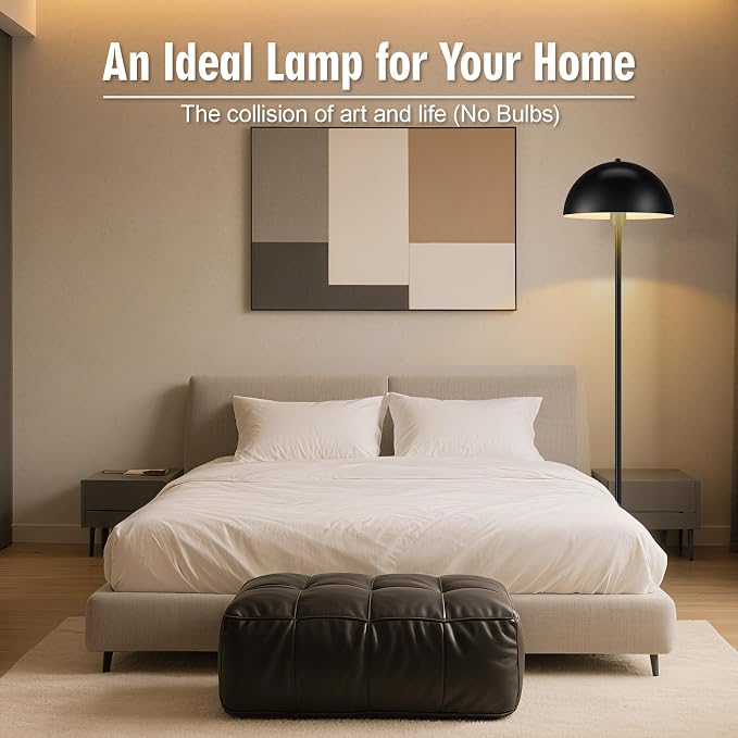 Industrial Floor Lamp, Floor Lamp for Living Room, 66Inch Tall Modern Standing Lamp, Black Stand Up Lamp with Metal Dome Shade, Mid Century Corner Reading Lamp for Bedroom Office Nursery Room, NO BULB