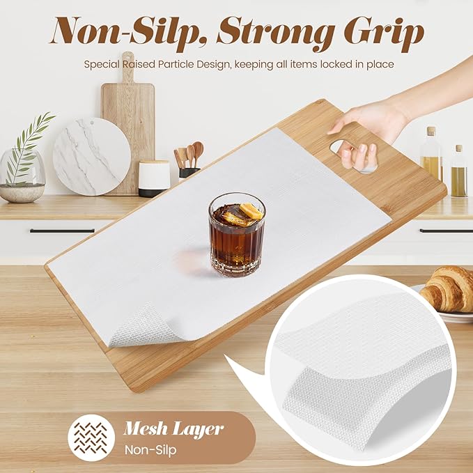 Drawer Shelf Liner for Kitchen Cabinets, Non Adhesive Slip Resistant Shelf Paper Easy to Clean, Strong Grip Thickened Waterproof Washable Mats for Pantry Shelves Cupboard Dresser(White, 24 in x 30 FT)