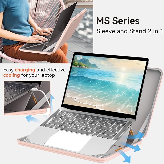 Smatree MS50T Hard EVA Protective Sleeve Case with Stand Compatible for 14 inch Acer Aspire 14, for Acer Swift Go 14-SFG14-71T/71, for Aspire Lite 14 AL14-31P-C0S2, for Acer TravelMate P6 TMP614, Pink