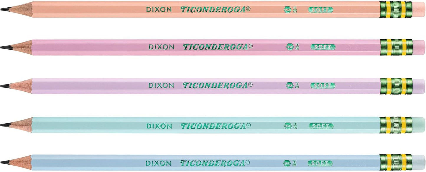 Ticonderoga® Pastel Pencils - Soft Assorted Colors | Pack of 10 High-Quality Pencils