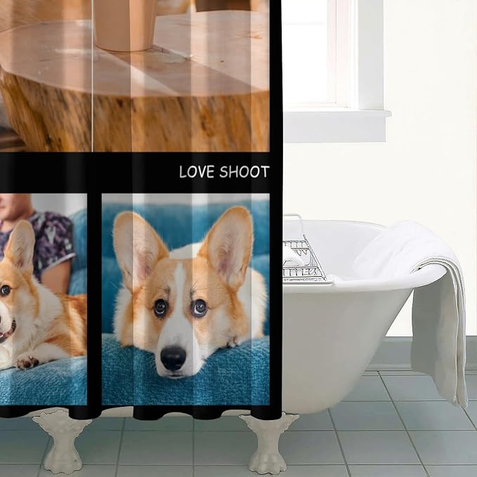 Personalized Shower Curtain Set Custom Photo Shower Curtains Modern Minimalist Home Bathroom Curtain Decor with 12 Hooks 72 Inch Wide * 84 Inch High