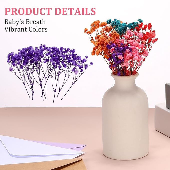 PATIKIL Mini Dried Gypsophila Flower Kit, 30Pcs 4 Inch Blue Purple Natural Pressed Floral Bundles with Tweezer for DIY Resin Crafts Gift Wedding Christmas Card Decor Flower Bouquets