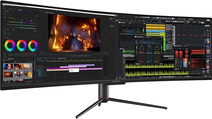 INNOCN 49" Curved Gaming Monitor 144Hz Ultrawide 32:9 WDFHD 3840 x 1080P, R1800, 99% sRGB, HDR400, USB Type C, DisplayPort, HDMI, Built-in Speakers, Height/Tilt Adjustable - 49C1G