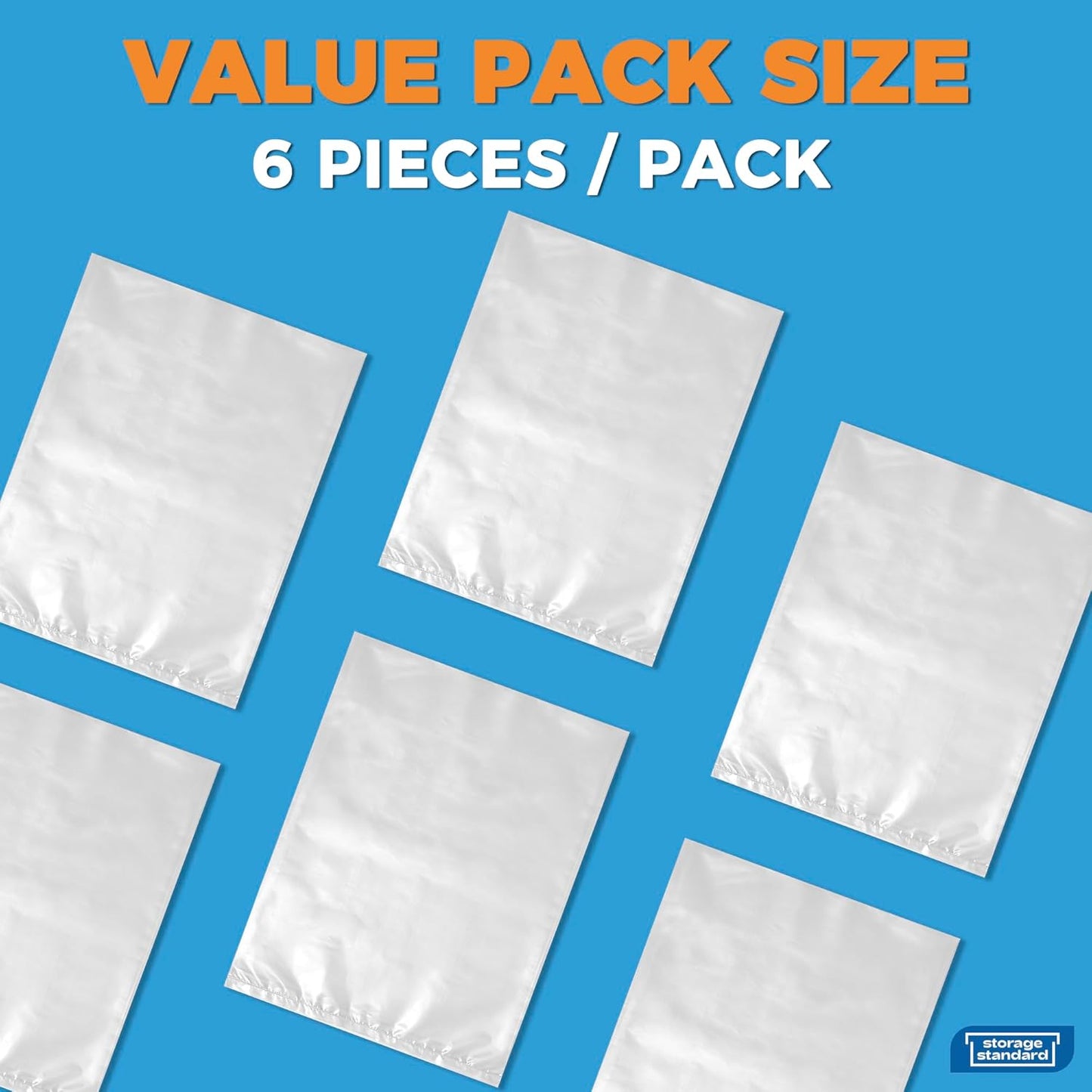 Storage Standard Large Clear Plastic Bags - Waterproof Heavy-Duty 6-Pack for Rugs & Oversized Items | 45 x 65 Inches