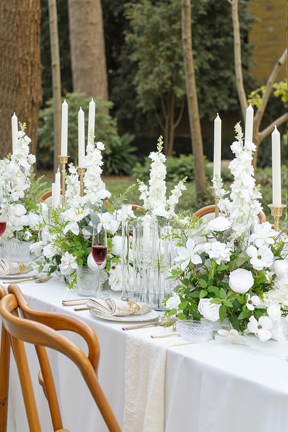 2pcs 21inch White Free Standing Flowers Ball Bouquet Artificial Rose Arrangements Balls for Wedding Centerpieces Tables Chair Aisle Runner Flowers Decor