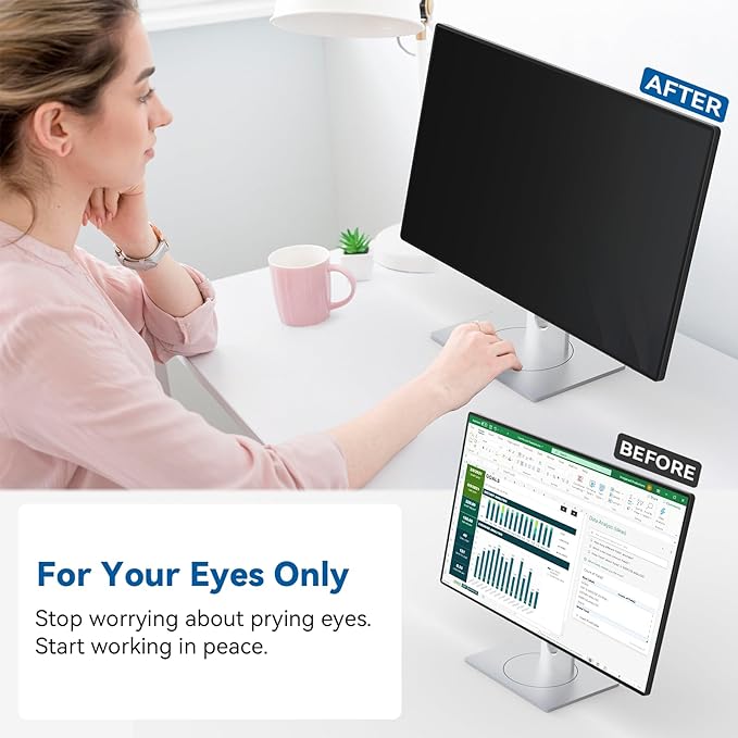 [2-Pack] Magnetic 21.5 Inch Computer Privacy Screen Protector for 16:9 Monitor, Removable 21.5in Private Filter for Anti Glare Block Blue Light, Screen Cover Shield Office Shade for Desktop TV Monitor