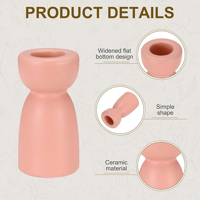 uxcell 2 Pack Candlestick Holder Pink Ceramic Taper Candle Holder Candle Stand Holders Modern Style Decoration for Centerpiece Tabletops Anniversary