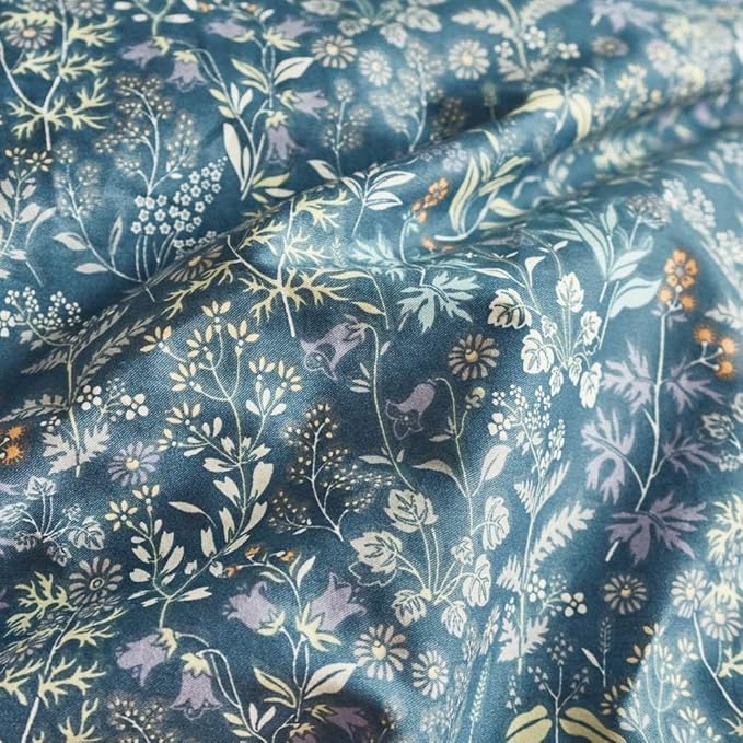 Blue Floral Duvet Cover Queen Vintage Flower Pattern Duvet Cover 100% Cotton Garden Style Comforter Cover Chic Botanical Floral Bedding Sets for Girls Women 1 Queen Duvet Cover with 2 Pillowcases