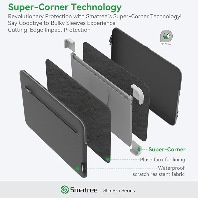 Smatree SlimPro Laptop Sleeve Case for 16 inch HP ZBook 8 G1i, HP Laptop Case with Swift-Access Accessory Pocket, Patented Super-Corner Design (S619)