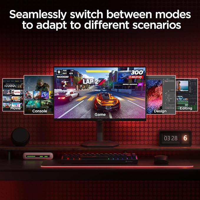 KOORUI 27 Inch 4K Gaming Monitor, Dual Mode(UHD 160Hz / FHD 320Hz), Fast IPS 2160p PC Monitor, 95% DCI-P3, HDR400, Eye-Care, Height/Pivot/Tilt Adjustability, VESA Mountable，HDMI 2.1/DP 1.4, G2741L