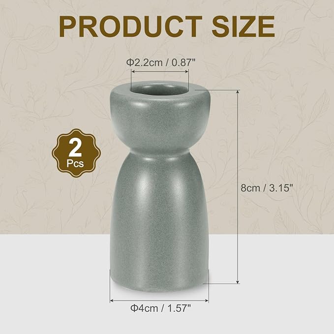 uxcell 2 Pack Candlestick Holder Gray Ceramic Taper Candle Holder Candle Stand Holders Modern Style Decoration for Centerpiece Tabletops Anniversary