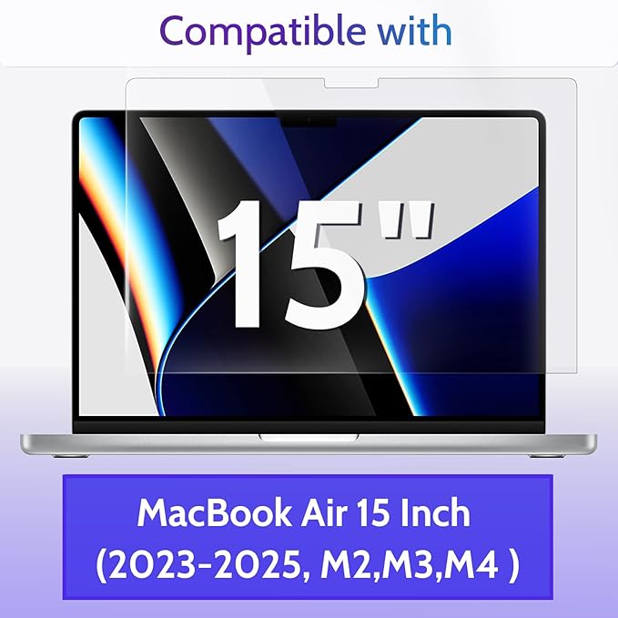 Peslv 3-Pack Anti Blue Light Screen Protector for MacBook Air 15 Inch(2023-2025, M2 M3 M4)-A2941 A3114 A3241, 15.3" Mac Laptop Glare Filter Uv Blocker Shield Cover Eye Protection Film
