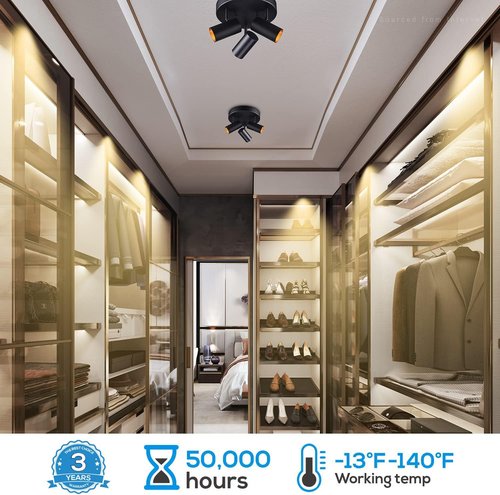 LEONLITE 36W LED Directional Ceiling Spotlight - Dimmable Adjustable Accent Light | Black, 3200lm, 5CCT