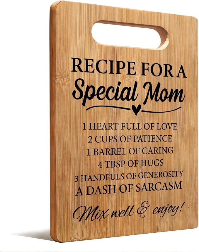Lacama Kitchen Gifts for Mom, Cute Cutting Board for Mom Christmas Birthday Gifts from Daughter Son, Mother Cutting Board, Mom Gift for Mothers Day