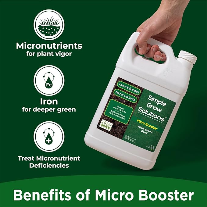 Organic Micronutrient Booster Lawn Fertilizer - Simple Grow Solutions- Garden & Lawn Fertilizer- Grower, Gardener- Liquid Food for Grass, Tomatoes, Flowers, Vegetables (1 Gallon)