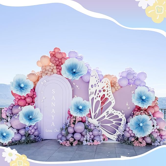 Giant Flowers for Decoration with Stand 5.57FT Blue Large Fake Flowers Big Faux Silk Floral for Outdoor Party Ceremony Reception Photography Props Mall Display