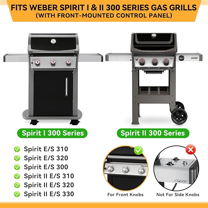 15.3 inch Flavorizer Bars for Weber Spirit Grill Parts Spirit I & Spirit II E310 E320 E330 S310 S320 S330 Gas Grills with Front Control Knob, 5 PCS 7636 Porcelain-enameled Steel Flavor Bars