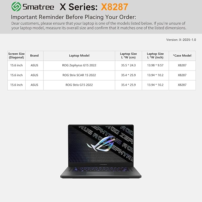 Smatree Hard EVA Protective Sleeve Case Compatible for 15.6inch ASUS ROG Strix Scar 15 (2022) G533,for ASUS ROG Strix G15 2022 G513,2021 ROG Strix Scar 15, Predator Triton 16 Slim Bag,White(X8287W)