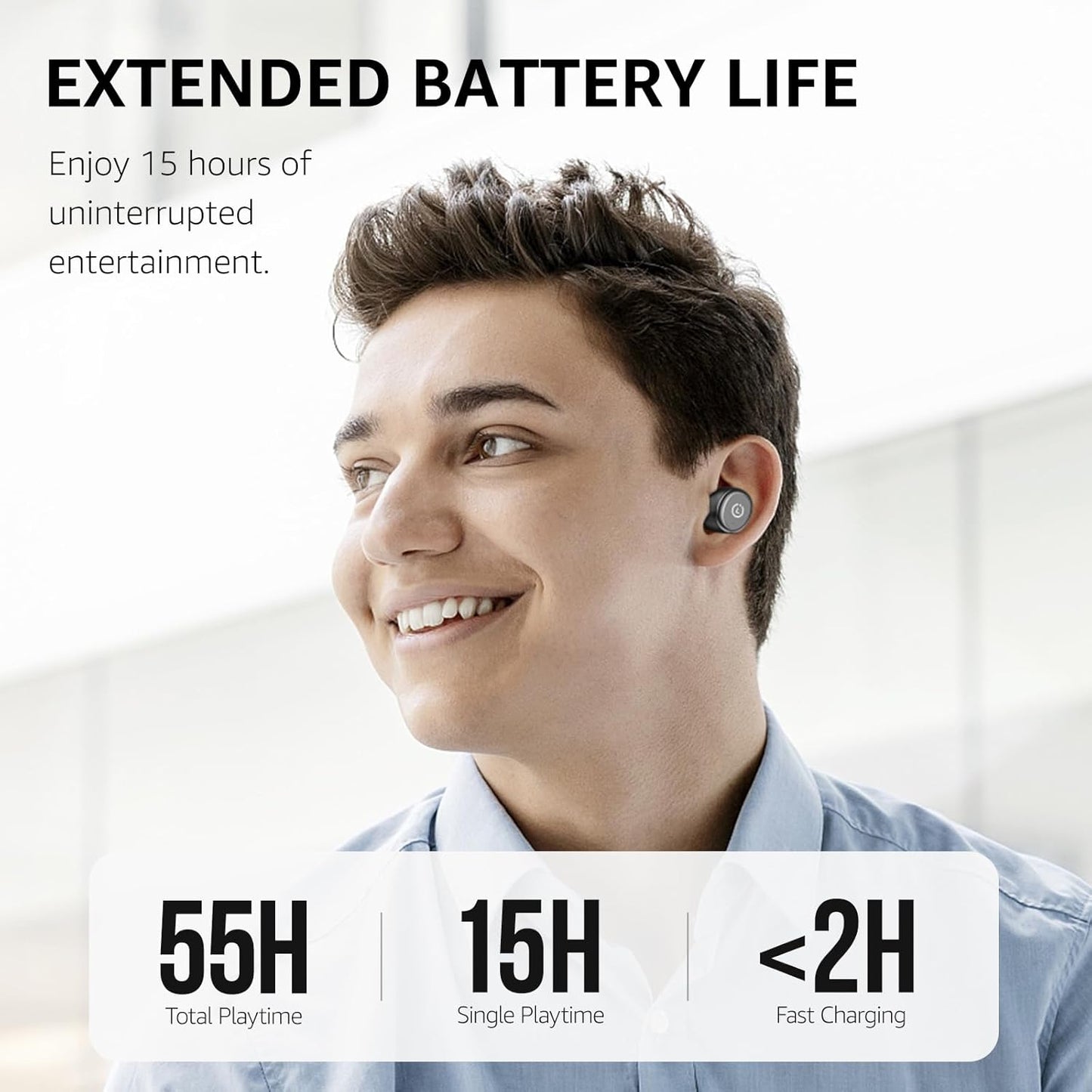 TOZO T10 Wireless Earbuds - Bluetooth 5.3, Ergonomic Design, 55H Playtime, IPX8 Waterproof
