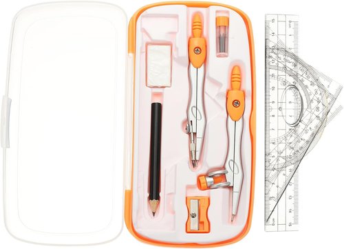 PATIKIL Geometry Tool Set - 11-Piece Precision Compass Kit with Shatterproof Storage Box | Orange