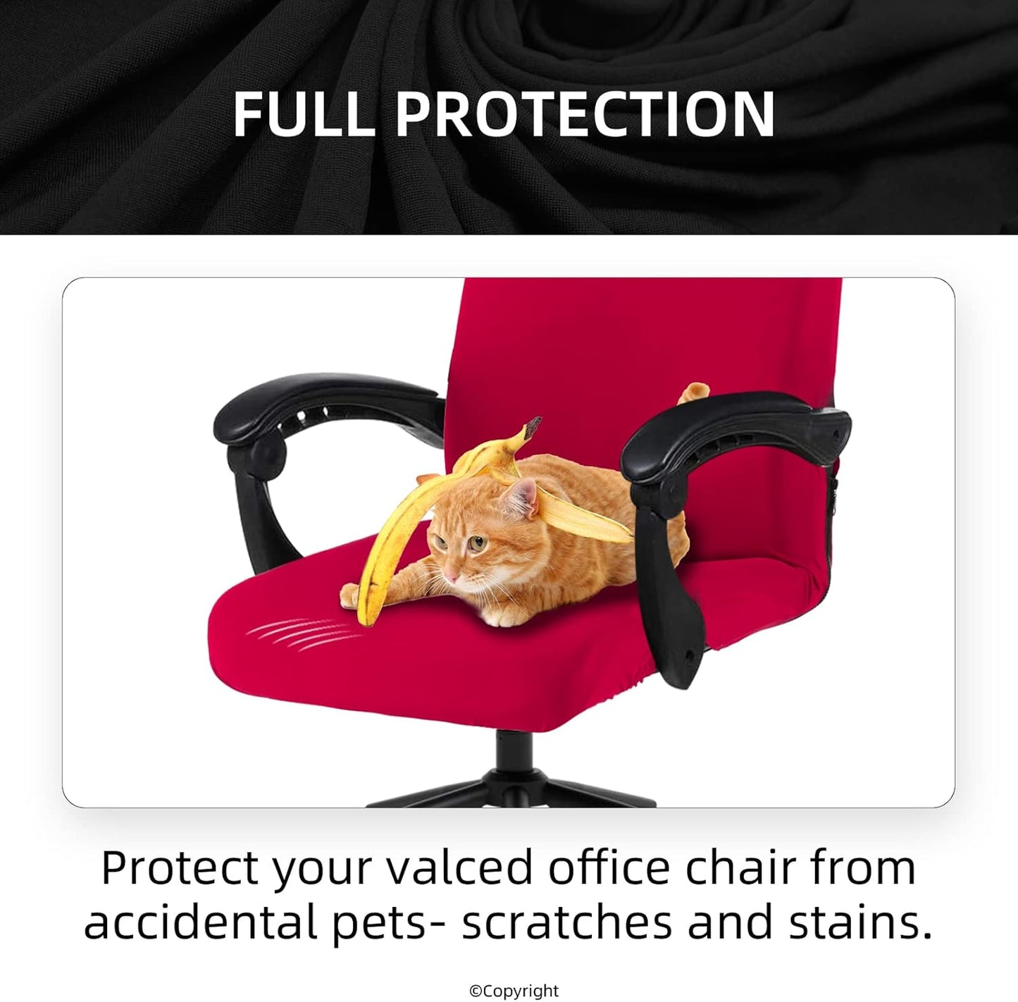 Skiennix Elastic Computer Chair Cover - Durable Zipper, Washable & Protective | Universal Fit for Pets