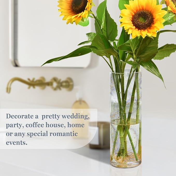 Vase Plastic Vase Elegant Cylinder Flower Vase Shatterproof Decorative Centerpiece for Home Table Office Weddings Events (11.8 x 3.9 in)