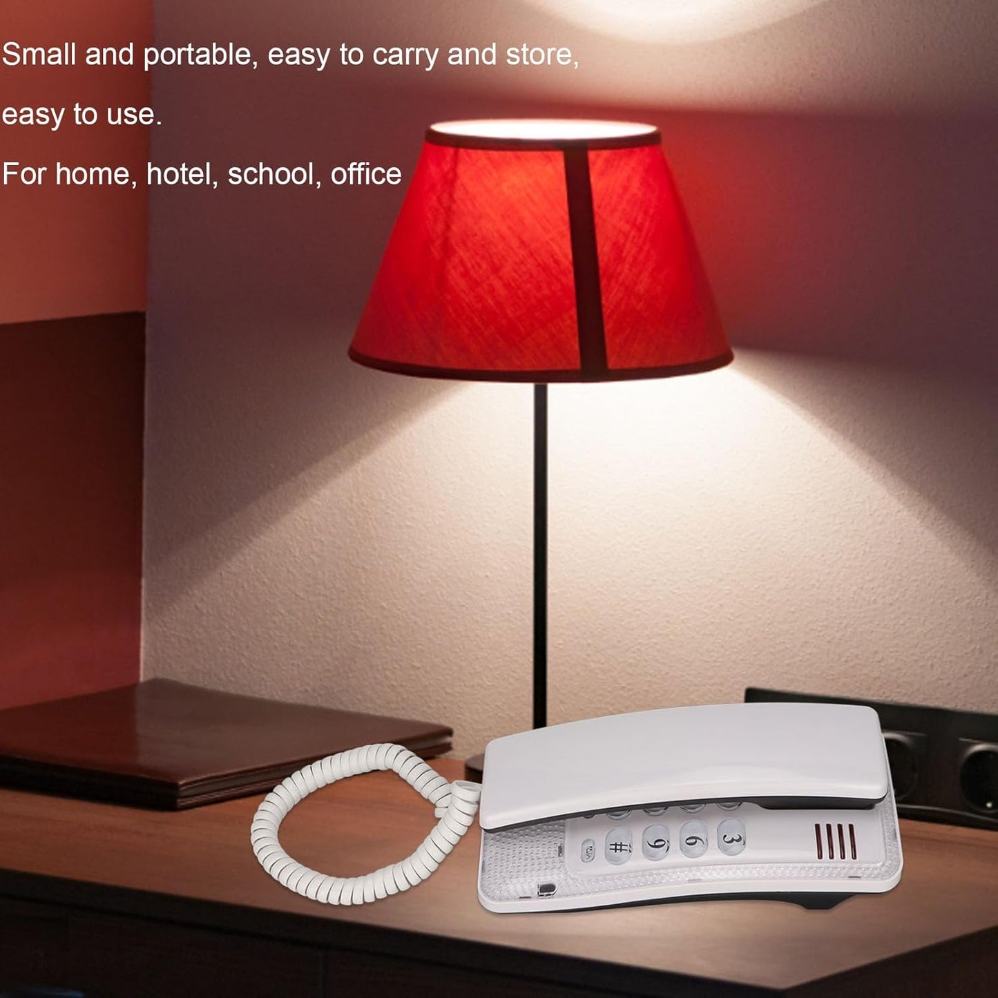Wall Mounted Corded Phone - Portable Design with Redial, Flash, Mute | Durable ABS Material (White)