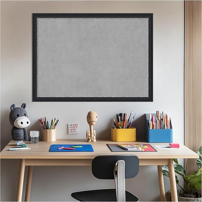 Amanti Art Black Framed Magnetic Board 22x30 Medium Vision Board for use with Magnets, 100% Metal Sheet to Display Items as Office Decor or for Home Organization in mudroom, Kitchen or Kids Room