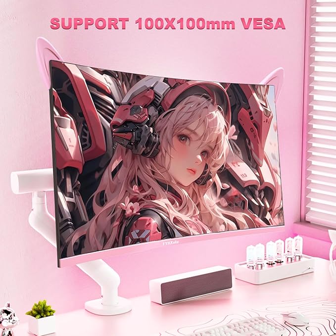 27 inch Gaming Monitor, Pink 1800R Curved Monitor, FHD-1920X1080P, 165Hz, 1ms, Fast IPS, FreeSync Hdmi Monitor with Ultrathin, HDMI/DP/USB Vesa/Wall Mount Computer Monitor-Pink