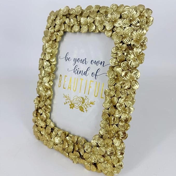 4x6 Ornate Gold Picture Frame Embossed Flowers Retro Resin Photo Frames 4 x 6 Floral Home Decor for Tabletop and Wall with Glass Front(Gold)