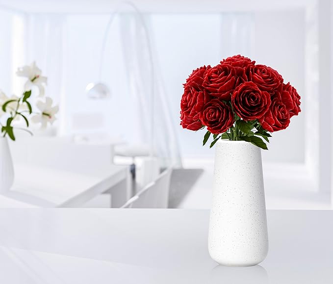 D'vine Dev 8 Inch Ceramic Flower Vase Textured Finishing, Minimalist Design for Kitchen, Bedroom, Living Room, Centerpieces, Office, Speckled Porcelain, VS-XH-G-1