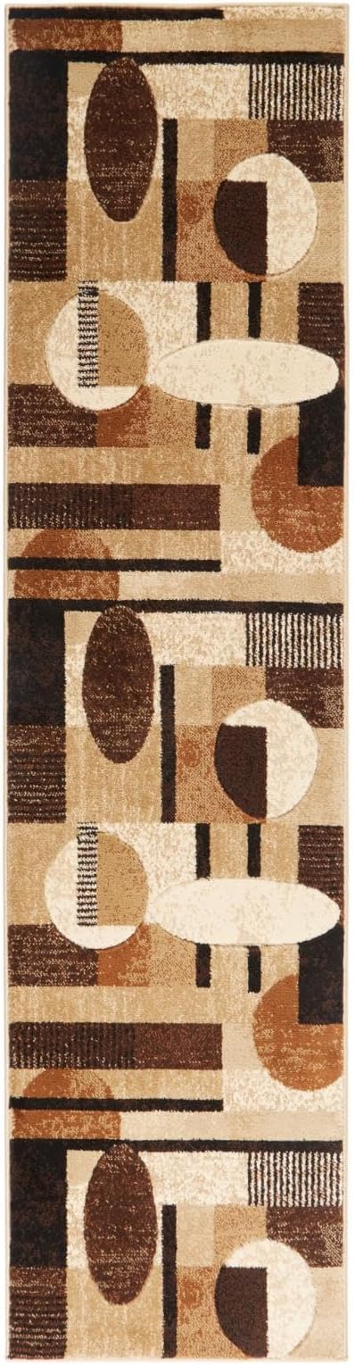 Home Dynamix Tribeca Jasmine Modern Runner Rug, Abstract Brown/Beige 1'9"x7'2"