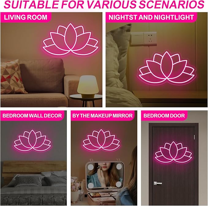 Lotus neon sign, Lotus led sign, Yoga Led Sign, Meditation Led Light, Exercise Room Wall Decor, Buddha Lotus, Pilates Studio Art Meditation Room Wall Art Yoga Lover Gift, Psychic Chakras Healing Exercise