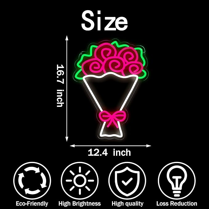 Flowers Neon Lights Flowers LED Light Wall Decor - Bouquet Decoration for Home, Wedding, Party and Romantic Gift