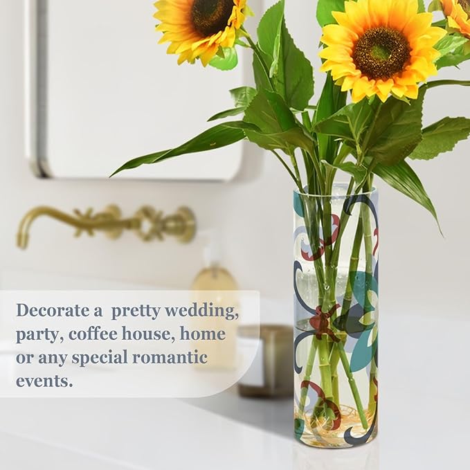 Vase Plastic Vase Elegant Cylinder Flower Vase Shatterproof Decorative Centerpiece for Home Table Office Weddings Events (11.8 x 3.9 in)