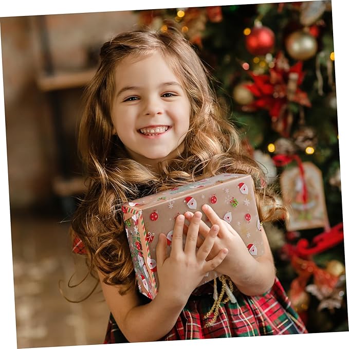 Alipis Christmas Cellophane Wrap Santa Clause Treat Bags Xmas Pattern Wrapping Paper Wrapper Sheet for Crafts Fruit Basket Packing